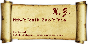 Mohácsik Zakária névjegykártya